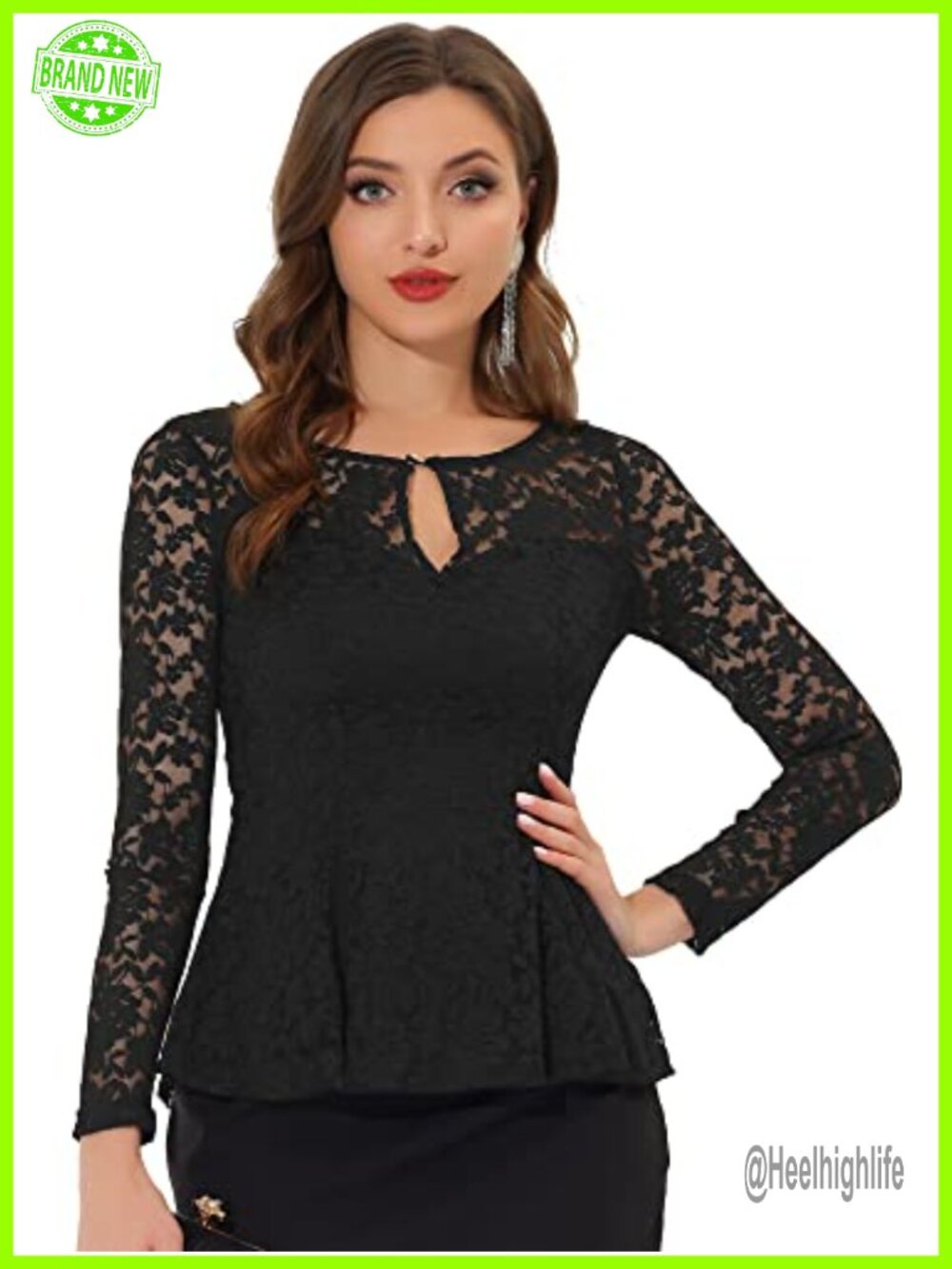 Lace Peplum Blouse Long Sleeve Formal Wedding Guest Top